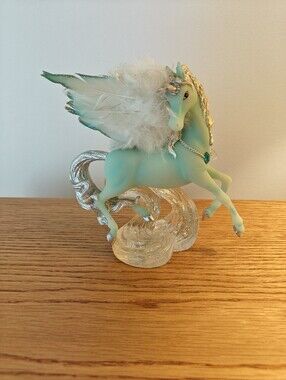 The Hamilton Collection "On Wings Of Serenity" Teal/Mint Green Unicorn Figurine